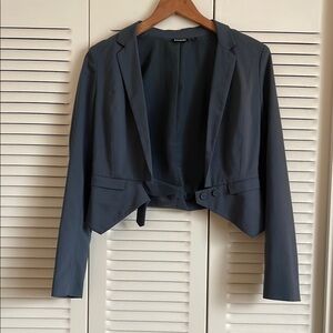 Tildon Gray/Blue Cropped Blazer -Size XS